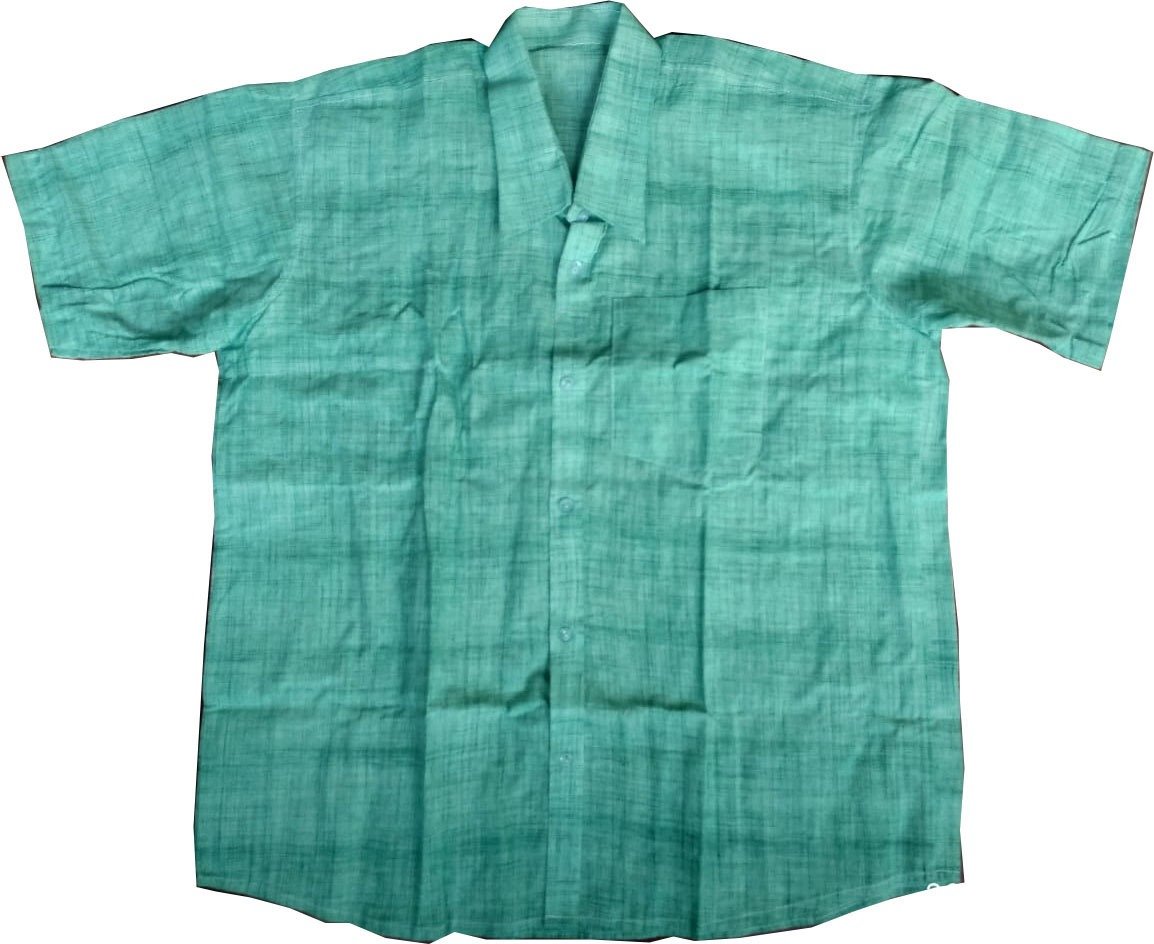 Serene Green Comfort: Men's Light Green Textured Shirt, Short Sleeves, Relaxed Fit, Perfect for Casual Style