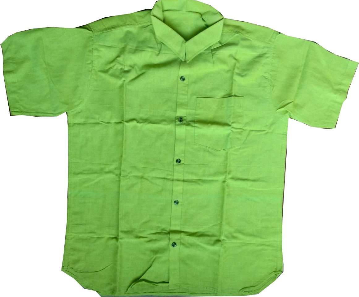 Vibrant Lime Comfort: Men's Light Green Shirt, Short Sleeves, Casual Style, Perfect for Sunny Days
