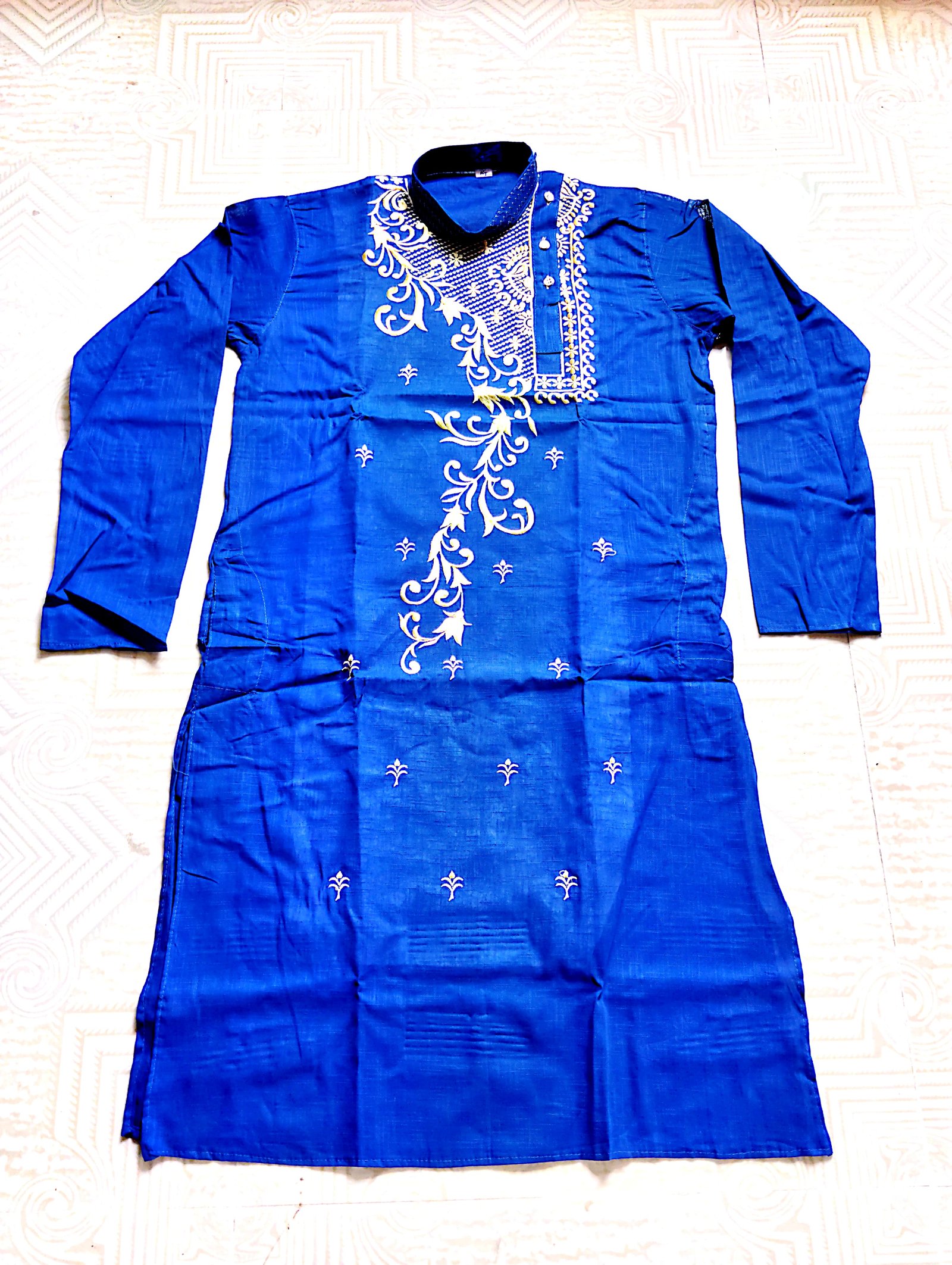 Royal Blue Cotton Kurta with White Embroidery: Stylish and Comfortable Ethnic Festive Wear