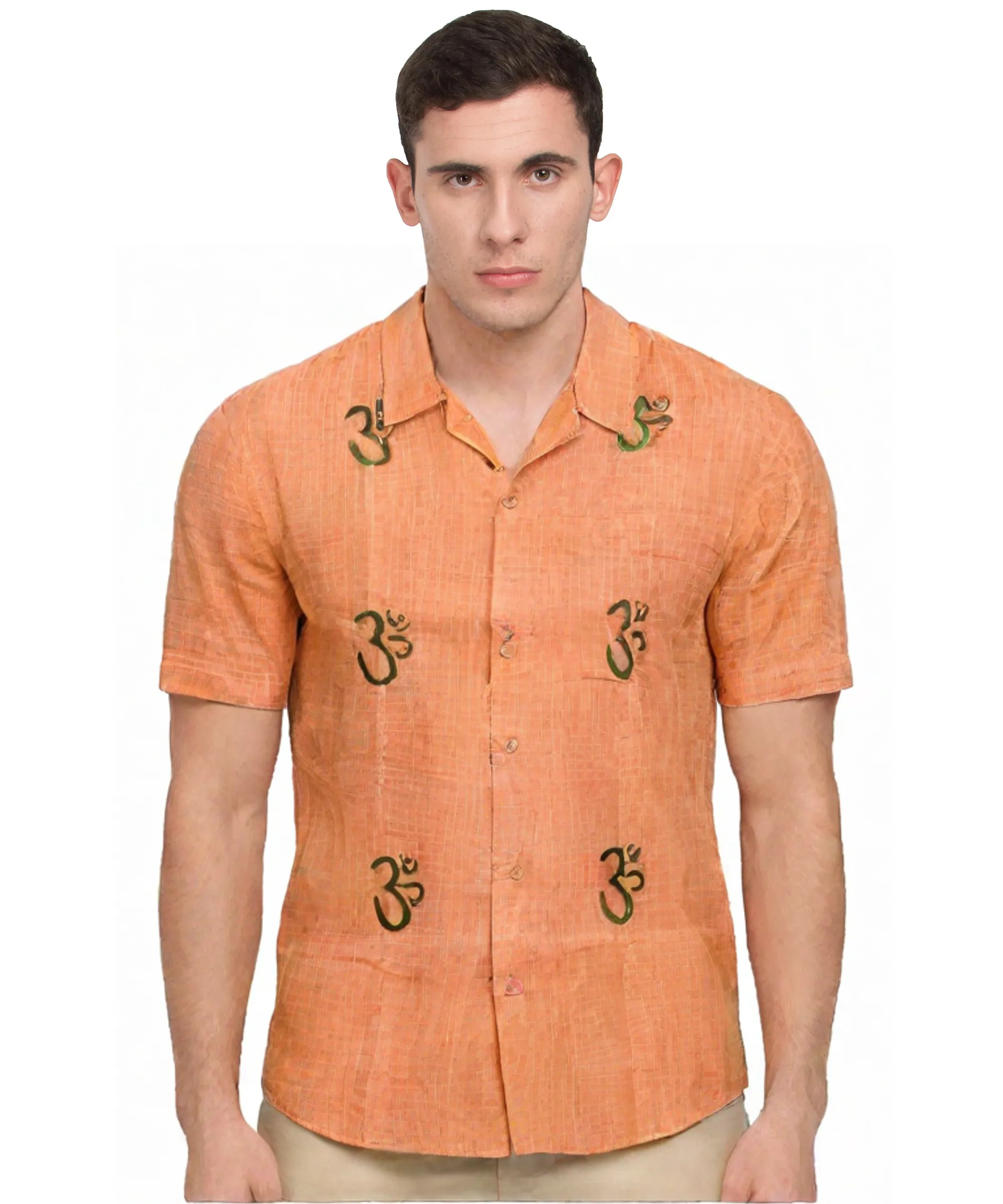 Teal Green Cotton Shirt With Hand-Block Printed Motifs